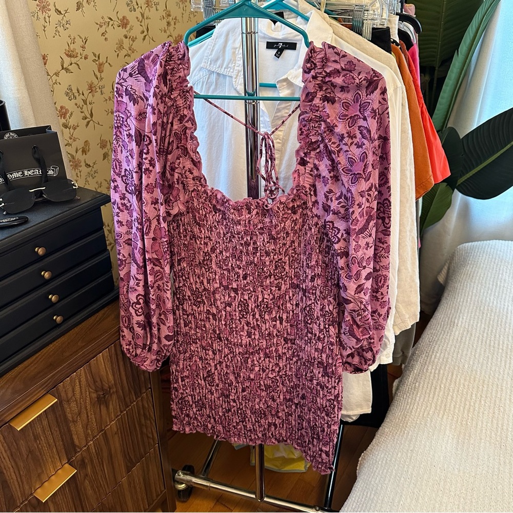 Free People mini smocked dress sz M